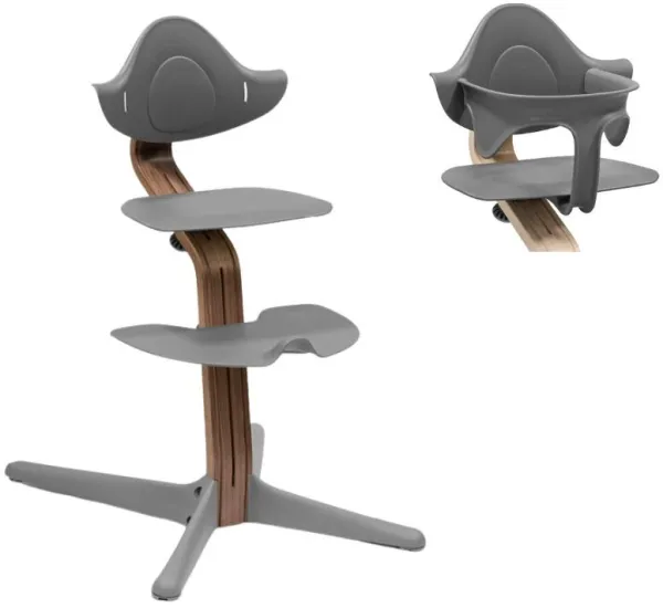 Høy stol eik - walnut grey inkl. babysæt